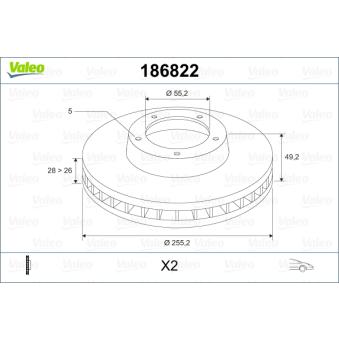 Jeu de 2 disques de frein avant VALEO OEM 4351205010