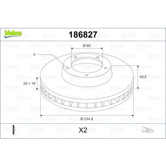Jeu de 2 disques de frein avant VALEO OEM 5531161G00