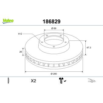 Jeu de 2 disques de frein avant VALEO OEM 517123D100