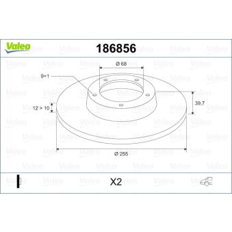 Jeu de 2 disques de frein arrière VALEO OEM 8E0615601D