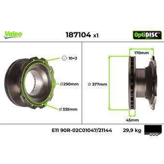 Jeu de 2 disques de frein avant VALEO 187104