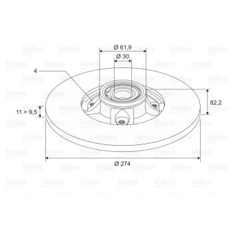 Jeu de 2 disques de frein arrière VALEO OEM 7701208230