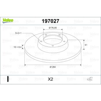Jeu de 2 disques de frein arrière VALEO OEM 584113A300