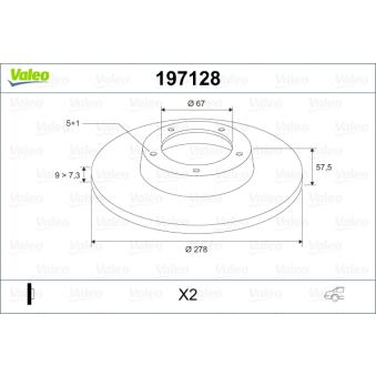 Jeu de 2 disques de frein arrière VALEO OEM A0004231312