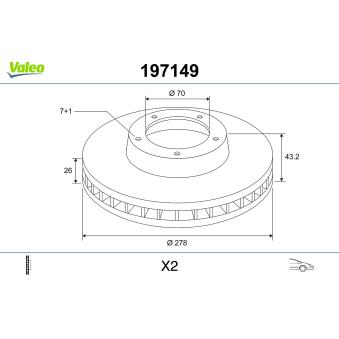 Jeu de 2 disques de frein avant VALEO OEM 5569026 Jeu de 2 disques de frein avant VALEO OEM 5569026