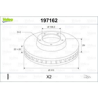 Jeu de 2 disques de frein avant VALEO OEM 5521165D12