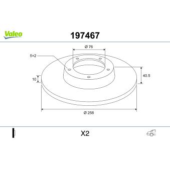 Jeu de 2 disques de frein arrière VALEO OEM 584111P300