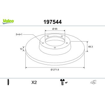 Jeu de 2 disques de frein arrière VALEO OEM 561615601A