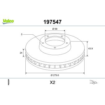 Jeu de 2 disques de frein avant VALEO OEM 402061KA3A