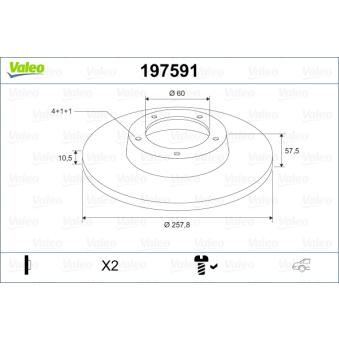 Jeu de 2 disques de frein arrière VALEO OEM 96430670