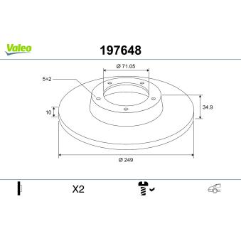 Jeu de 2 disques de frein arrière VALEO OEM 1610761980