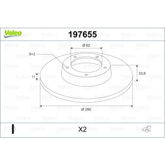 Jeu de 2 disques de frein arrière VALEO OEM 4243105070