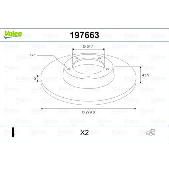 Jeu de 2 disques de frein arrière VALEO OEM 34216784389