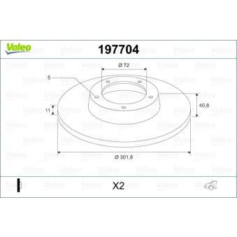 Jeu de 2 disques de frein arrière VALEO OEM C26Y26251A