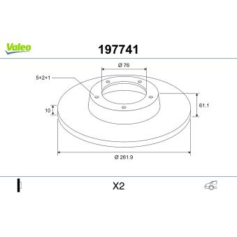 Jeu de 2 disques de frein arrière VALEO OEM 584112H300