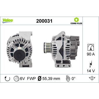 Alternateur VALEO 200031 pour FIAT 500 1.3 D Multijet - 75cv