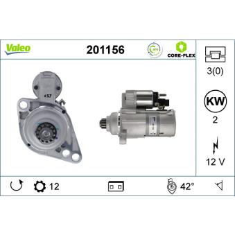 Démarreur VALEO 201156 pour VOLKSWAGEN CADDY 1.6 GPL - 102cv