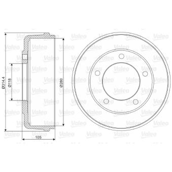 Tambour de frein VALEO 237048 pour FORD TRANSIT 2.4 DI - 120cv