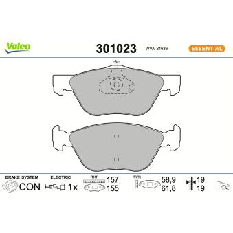 Jeu de 4 plaquettes de frein avant VALEO 301023 pour LEXUS ES 1.9 JTD - 110cv