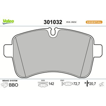 Jeu de 4 plaquettes de frein arrière VALEO OEM 500055564