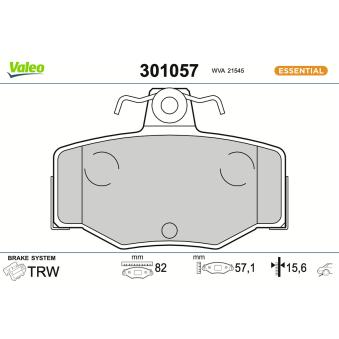 Jeu de 4 plaquettes de frein arrière VALEO [301057]