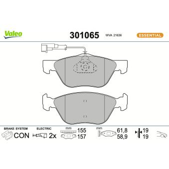 Jeu de 4 plaquettes de frein avant VALEO [301065]