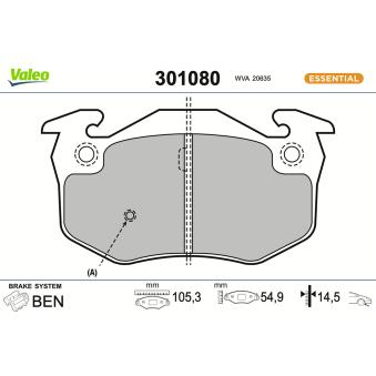 Jeu de 4 plaquettes de frein avant VALEO OEM 7701202710