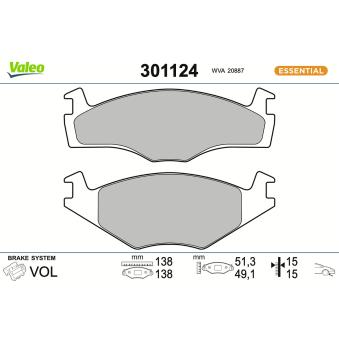 Jeu de 4 plaquettes de frein avant VALEO 301124 pour CITROEN C4 X 1.6 - 110cv
