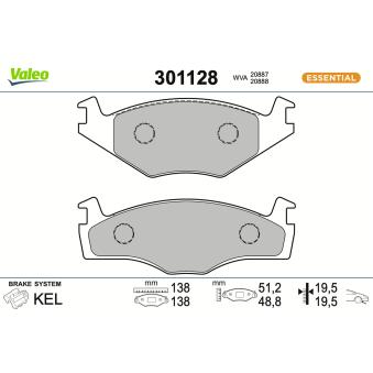 Jeu de 4 plaquettes de frein avant VALEO OEM 171698151G Jeu de 4 plaquettes de frein avant VALEO OEM 171698151G