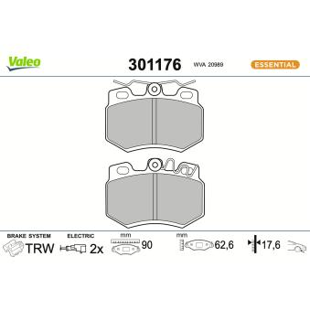 Jeu de 4 plaquettes de frein avant VALEO OEM 425282 Jeu de 4 plaquettes de frein avant VALEO OEM 425282