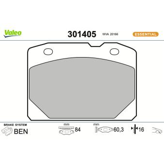 Jeu de 4 plaquettes de frein avant VALEO [301405]