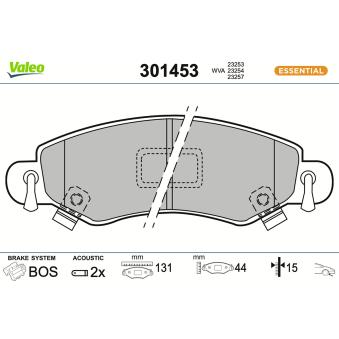 Jeu de 4 plaquettes de frein avant VALEO OEM 1605976