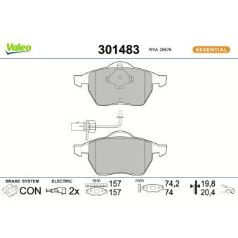 Jeu de 4 plaquettes de frein avant VALEO 301483 pour MAZDA MX-5 1.9 TDI - 110cv