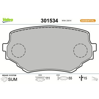 Jeu de 4 plaquettes de frein avant VALEO [301534]