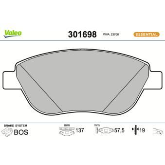 Jeu de 4 plaquettes de frein avant VALEO OEM 77362743