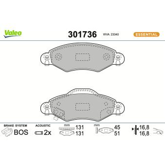 Jeu de 4 plaquettes de frein avant VALEO OEM 04465YZZCR