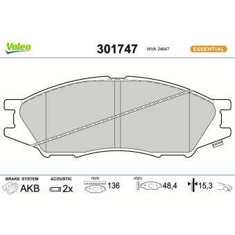Jeu de 4 plaquettes de frein avant VALEO OEM 410606N091