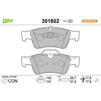 Jeu de 4 plaquettes de frein arrière VALEO [301802]