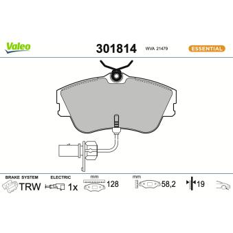 Jeu de 4 plaquettes de frein avant VALEO [301814]