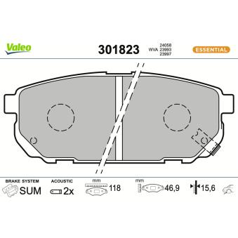 Jeu de 4 plaquettes de frein arrière VALEO OEM 583023EE00
