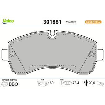 Jeu de 4 plaquettes de frein avant VALEO [301881]