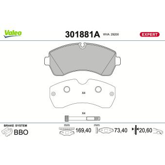 Jeu de 4 plaquettes de frein avant VALEO OEM 2e0698151c Jeu de 4 plaquettes de frein avant VALEO OEM 2e0698151c