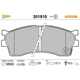 Jeu de 4 plaquettes de frein avant VALEO OEM 58115FDC00