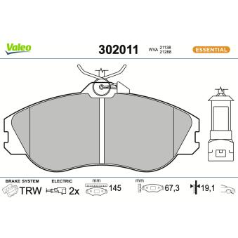 Jeu de 4 plaquettes de frein avant VALEO OEM 895698151