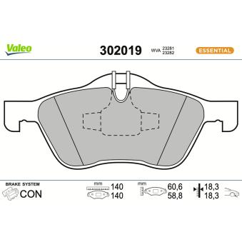 Jeu de 4 plaquettes de frein avant VALEO OEM 34112167233