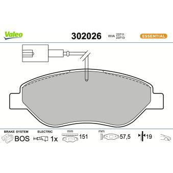 Jeu de 4 plaquettes de frein avant VALEO OEM 71770002