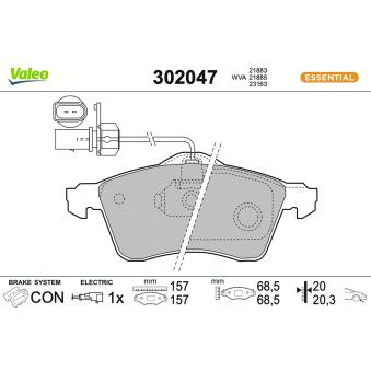 Jeu de 4 plaquettes de frein avant VALEO [302047]