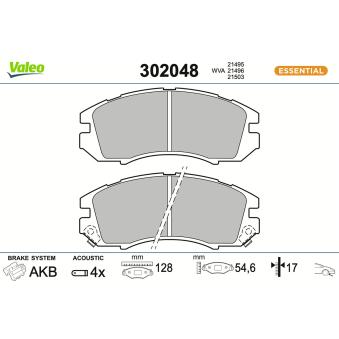 Jeu de 4 plaquettes de frein avant VALEO OEM 26296AA101