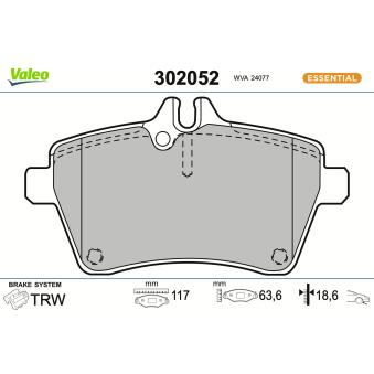 Jeu de 4 plaquettes de frein avant VALEO OEM 1694200720