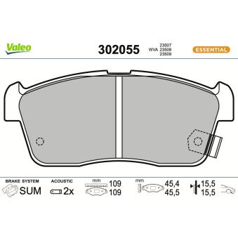 Jeu de 4 plaquettes de frein avant VALEO OEM 04465B2051 Jeu de 4 plaquettes de frein avant VALEO OEM 04465B2051